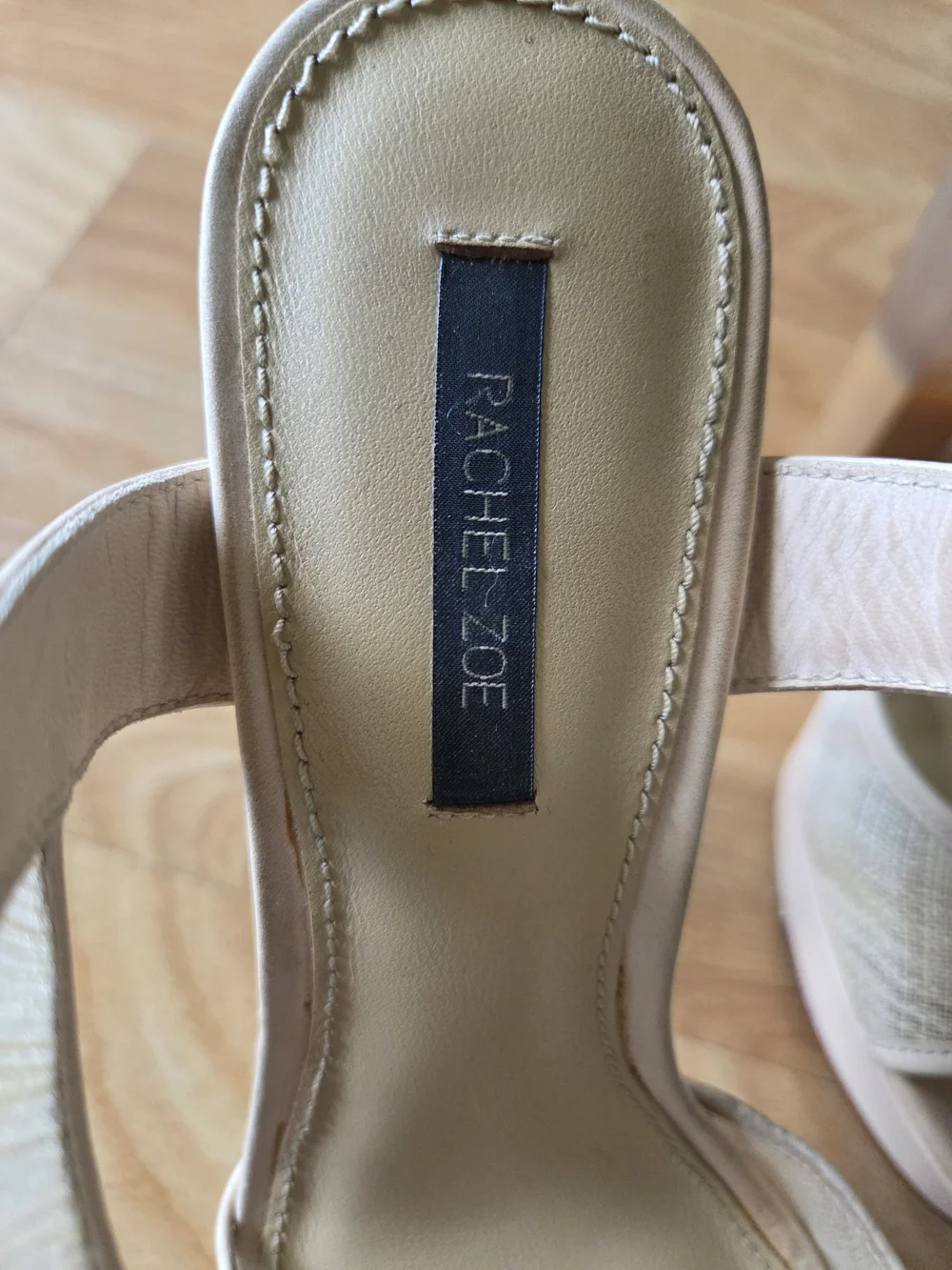 Rachel Zoe Cream-Beige Platform Ankle Strap Sandals